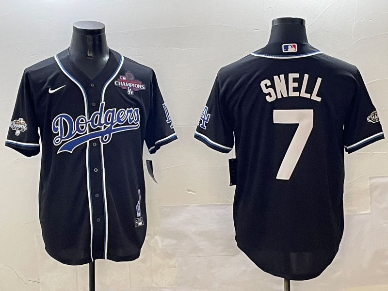 Men Los Angeles Dodgers 7 Snell Black Fashion Game 2025 Nike MLB Jersey style 3061